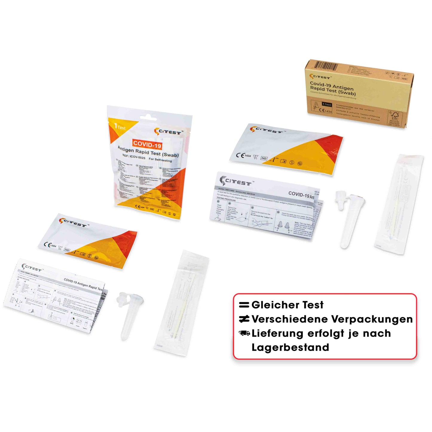 Citest Diagnostics Covid-19 Antigen Rapid Test Swab (AT1350/21) für den Heimgebrauch (Nasenabstrich) im 1er Pack. Frei Haus ab 50 €.