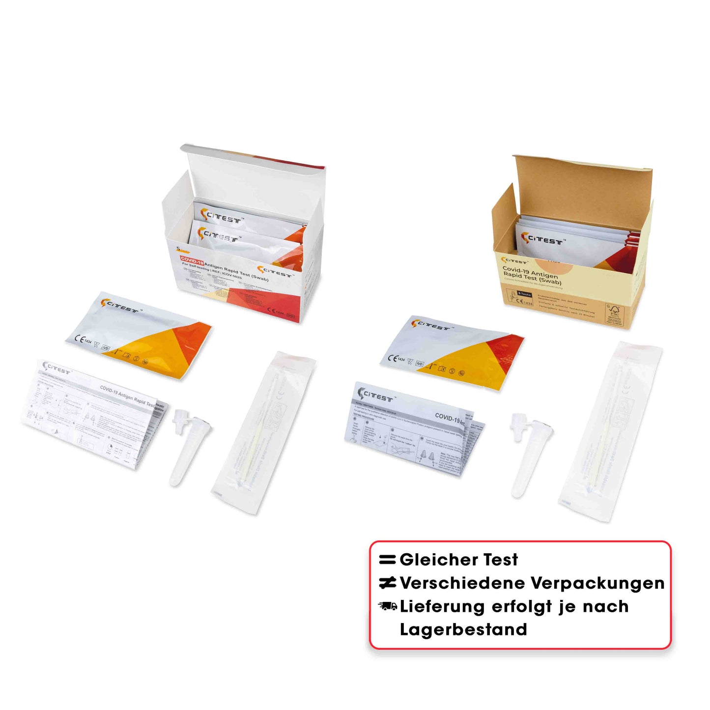 Citest Diagnostics Covid-19 Antigen Rapid Test Swab (AT1350/21) für den Heimgebrauch (Nasenabstrich) im 5er Pack. Frei Haus ab 50 €. MHD: 11/25.