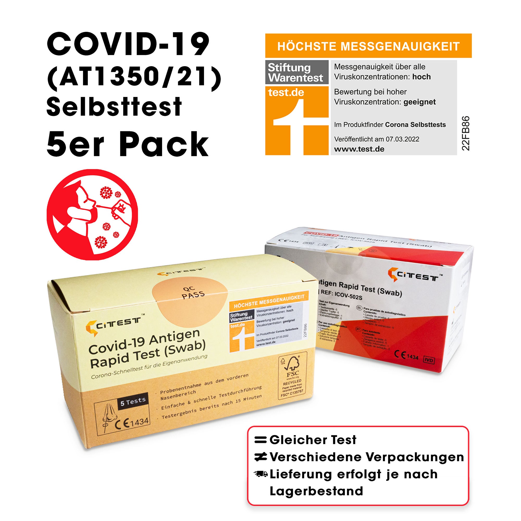 CITEST COVID-19 Antigen-Schnelltest (swab/Nasenabstrich) (25 Stück)