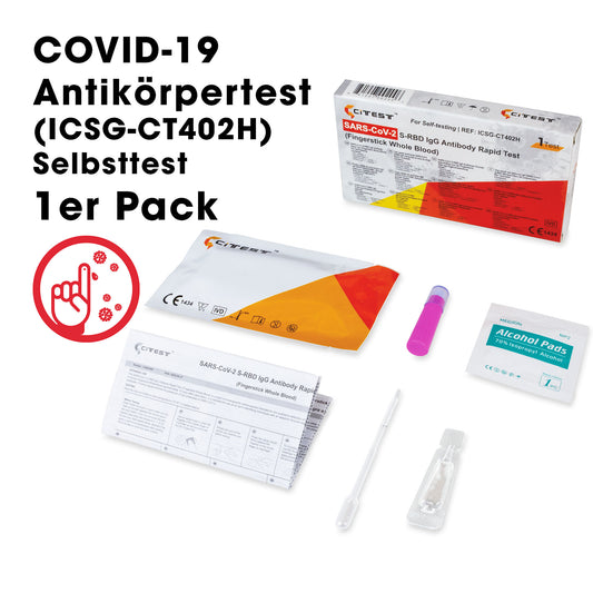 Citest Diagnostics Covid-19 IgG-Antikörper-Schnelltest für den Heimgebrauch (Vollblut aus der Fingerbeere) im 1er Pack. Frei Haus ab 50 €.